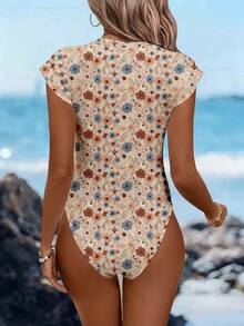 Sylviya 女士休闲复古印花连体衣，适合春夏穿着，休闲百搭 - 彩色 - 查看 2