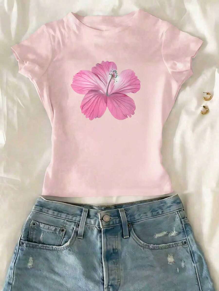 Elladie kids 少女碎花短袖T恤，休闲舒适，适合户外、野餐、街头摄影、度假、节日等场合，也是馈赠佳品。这款碎花T恤是女孩的可爱之选，也是夏季女装的理想之选。 - 白色 - 查看 1