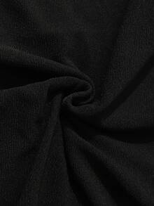 1pc Tween Girl Bowknot Pleated Short Sleeve Dress, Loose Fit, Spring/Summer - Black and White - View 8