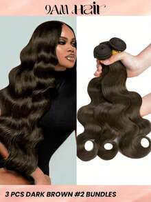 Màu #2 Tóc người uốn sóng cơ thể màu nâu sẫm 10-28 inch Nâu sô cô la 3 bó Tóc người uốn sóng cơ thể dệt Remy Brazil nối tóc - S2 - Xem 1