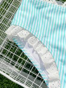 Swim Mod Nuevo conjunto de tankini de traje de baño con volantes de encaje y rayas dulces - verde menta - Ver 6