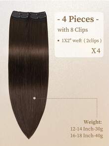 4 CÁI Với 8 Kẹp Tóc Thẳng Kẹp Trong Tóc Nối 100% Tóc Thật Màu 2# Nâu Đậm 12-18 Inch Kẹp Tóc Nối Tóc Vô Hình Sợi Đôi Remy Tóc Người Tự Nhiên Cho Phụ Nữ Cô Gái Sử Dụng Hàng Ngày Toàn Đầu - S2 - Xem 3
