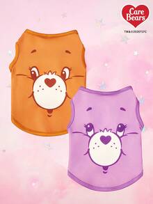 Care Bears X PETSIN 1件可爱心形小熊卡通图案宠物背心，紫色咖啡色丝带小熊印花，透气亲肤宠物服装 - 彩色 - 查看 20
