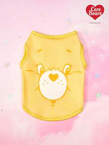 Care Bears X PETSIN 1件可爱心形小熊卡通图案宠物背心，黄绿色小熊脸数码印花，透气亲肤宠物服装 - 彩色 - 查看 5