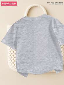 SHEIN Kaos Lengan Pendek Kasual Serbaguna untuk Pemakaian Sehari-hari dengan Motif Huruf & Angka untuk Anak Perempuan Remaja - Putih - View 2