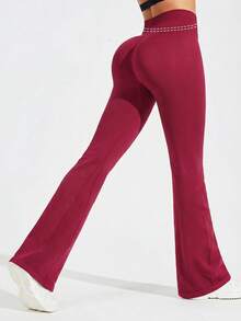 Activina Pantalones de chándal de cintura alta y pierna acampanada de unicolor para mujer - Multicolor - Ver 3
