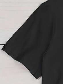 EMERY ROSE 女士圆领字母印花休闲百搭日常短袖T恤 - 黑色 - 查看 4