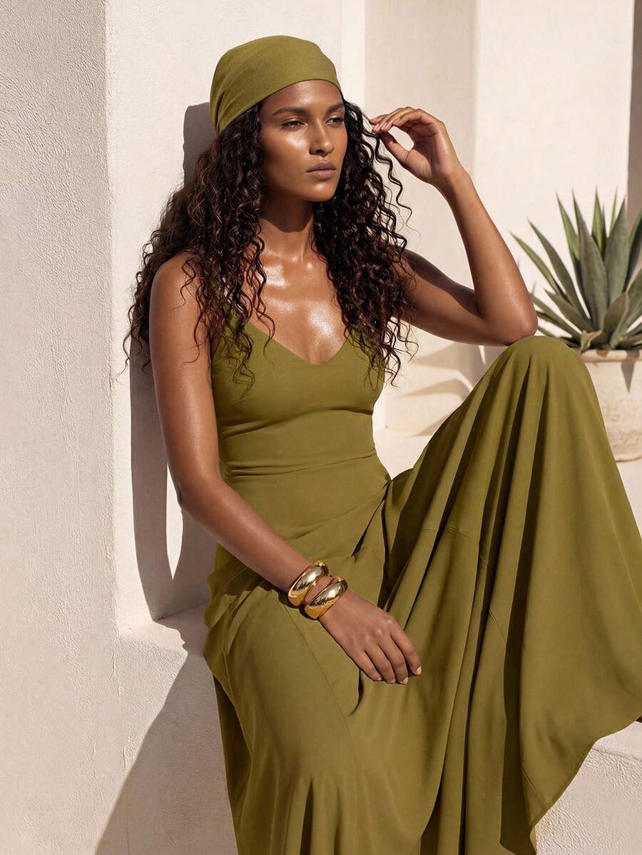 Zivah 2026春夏新品，适合情人节、婚礼季、音乐节、复活节、西部风、游牧风、波西米亚风、纳什维尔风、派对、婚礼、晚宴、约会、聚会、生日、学院风、学生装、休闲外出、百搭基础款、休闲、度假、邮轮旅行、性感露背、侧开衩、宽松A字裙、修身长裙、黄绿色连衣裙、春夏连衣裙、派对连衣裙、性感连衣裙、优雅连衣裙、吊带连衣裙、女装