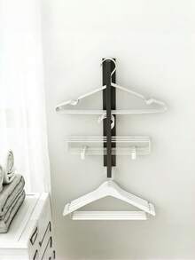 1pc Clothes Hanger Storage For Washing Machines, Wall-Mounted, Adhesive Type, Bathroom Clothes Hanger And Organizer. - Multicolor - View 4