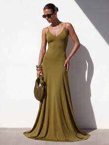 Zivah 2026春夏新品,适合情人节、婚礼季、音乐节、复活节、西部风、游牧风、波西米亚风、纳什维尔风、派对、婚礼、晚宴、约会、聚会、生日、学院风、学生装、休闲外出、百搭基础款、休闲、度假、邮轮旅行、性感露背、侧开衩、宽松A字裙、修身长裙、黄绿色连衣裙、春夏连衣裙、派对连衣裙、性感连衣裙、优雅连衣裙、吊带连衣裙、女装 - 黃色 - 查看 5