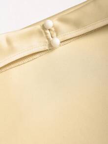 Sweetra Backless Tie-Up Satin Solid Color Draped Halter Elegant Camisole - Pale Yellow - View 5