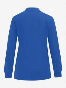 TaskEZ Solid Color Raglan Sleeve Zipper Front Scrub Uniform Jacket - Royal Blue - View 2