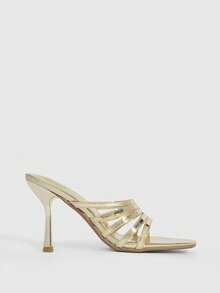 CUCCOO SZL Women Shoes Spring And Summer New Gold Pointed Stiletto Multi-Strip Women's High Heel Sandals Fashion Comfortable Versatile Sexy Party Women's Sandals Slippers Prom Heels Summer Shoes - Light gold - View 4