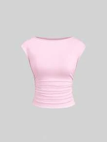 Sweetra 3pcs/Set Sexy Backless Breathable Moisture-Wicking Fitted Short Sleeve Top/T-Shirt For Women - Multicolor - View 4