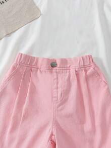 Quần short denim dáng rộng thoải mái, ngọt ngào, dễ thương dành cho bé gái. - Hồng - Xem 4