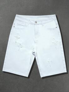 Manfinity Hypemode Men's Patched Denim Shorts - White - View 1