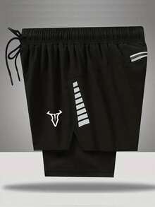 Gym Rark Quần short thể thao hai lớp có sọc phản quang dành cho nam - màu đen - Xem 3