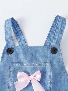 Elladie kids Tween Girl Bow Decor Wide Leg Jumpsuit - Blue - View 5