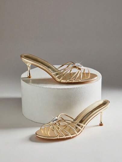 SHUZIA 女士优雅交叉细高跟套脚凉鞋