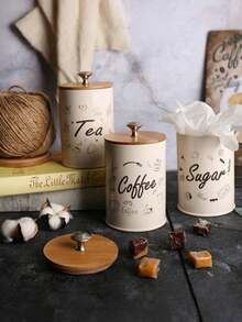 3pcs/Set Storage Tanks Dust-Proof Bamboo Cover Utensils Multifunction Box Tea Coffee Sugar Box Case Househould Can Bottle Mason Candle Jars With Lid Pink Tea Accessories Coffee Accessories Kitchen Stuff,Kitchen,Christmas Gift - one size fits all - View 12