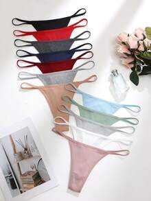 Snug Zone 12pcs Women's Ribbed Thong Panties - Multicolor - View 3