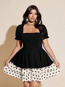 Viva Relle Plus Size Women's Polka Dot Fashionable Date Night Party Dress, Suitable For Summer - Multicolor - View 5