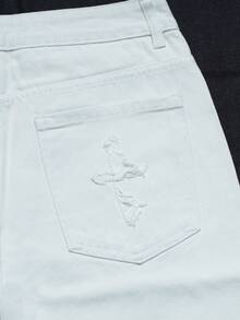 Manfinity Hypemode Men's Patched Denim Shorts - White - View 3