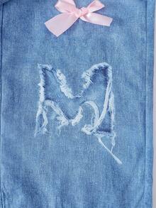 Elladie kids Tween Girl Bow Decor Wide Leg Jumpsuit - Blue - View 8