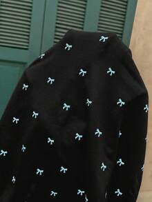 SHEIN Áo thun ngắn tay in nơ dành cho bà bầu, kiểu dáng thường ngày, đa năng. - màu đen - Xem 7