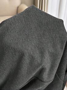 2 pièces Ensemble décontracté de Top à manches longues à col châle et pantalon de maternité de couleur unie - Gris foncé - Voir 5