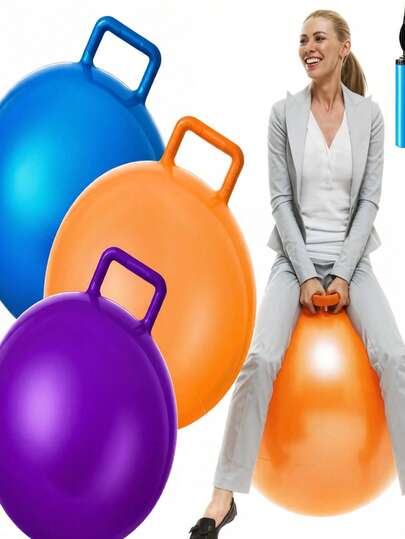 MINKOJA MINKOJA A Bouncing Ball With Handle Toy, Outdoors Hopper Jumping Hopping Ball And Air Pump For Sports Exercise, Fidget Toys, Outdoor Games, Summer Toys, A Great Gift For Boys And Girls, Birthday, Summer, Holiday, Beach, Party Gift. (Color Random)