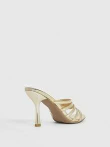 CUCCOO SZL Women Shoes Spring And Summer New Gold Pointed Stiletto Multi-Strip Women's High Heel Sandals Fashion Comfortable Versatile Sexy Party Women's Sandals Slippers Prom Heels Summer Shoes - Light gold - View 8