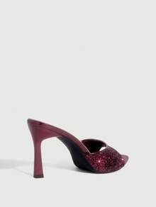 CUCCOO SZL 女士鞋履 春夏新款酒红色亮片一体式露趾高跟凉鞋拖鞋 时尚舒适 百搭性感派对女士凉鞋 露趾凉鞋 春季鞋履 - 格麗特酒紅 - 查看 9