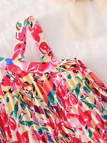 SHEIN Đầm không tay in họa tiết hoa nhiệt đới, kiểu dáng thường ngày cho bé gái, bộ sưu tập Xuân/Hè mới. - Hồng - Xem 4