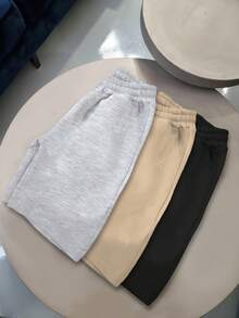 Chillumni Bộ 3 quần short thể thao nam cổ điển, họa tiết ngựa tối giản, cạp chun có dây rút, phù hợp mặc hàng ngày, thiết kế unisex, mùa hè. - màu đen - Xem 2