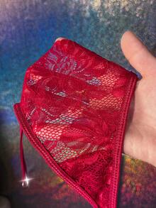 MidnightGlam Conjunto de lencería con adorno de perlas falsas, tanga sin entrepierna, disfraz de stripper con strass, conjunto de lencería con cadena, lencería sexy para mujer, para adultos, luna de miel, cita, noche caliente - Burdeos - Ver 5