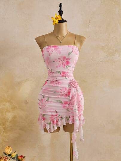 Femesol Đầm quây gợi cảm in họa tiết quyến rũ dành cho nữ, thích hợp cho kỳ nghỉ biển.