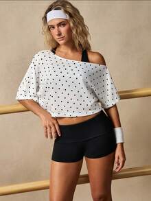 VARSITIE Women Sports Tees & Tanks - Black and White - View 1