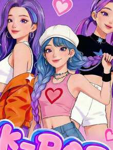 卡通印花圆领休闲百搭日常短袖T恤 - 淡紫色 - 查看 3