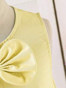 SHEIN Glamorique Kids Young Girls Elegant Princess Sleeveless Mid-Length Dress, Suitable For Outings, Parties And Other Occasions - Yellow - View 10