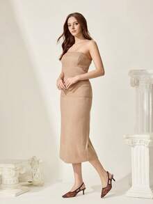 CUCCOO CHICEST Giày cao gót mũi vuông buộc dây, màu cà phê, đính hạt cườm, thời trang dự tiệc, thanh lịch, dành cho nữ. - Cà phê nâu - Xem 10