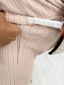 Bộ 2 món đồ bầu gồm áo dài tay và quần dài viền tương phản, đồ ngủ, đồ mặc nhà, đồ ngủ, bộ đồ mặc nhà 2 món, bộ đồ bầu cho phụ nữ, bộ đồ thường ngày 2 món, bộ đồ bầu cho phụ nữ, bộ đồ ngủ hai mảnh cho bà bầu - Màu be - Xem 3