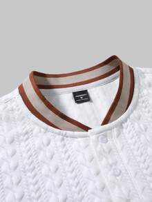 Manfinity CasualCool 男士纹理短袖休闲通勤 Polo 衫 - 白色 - 查看 6