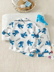 Bộ quần áo ngủ tay ngắn in hình thỏ dễ thương cho bé trai sơ sinh/trẻ nhỏ, gồm áo khoác cardigan vải xếp ly. - trắng - Xem 2