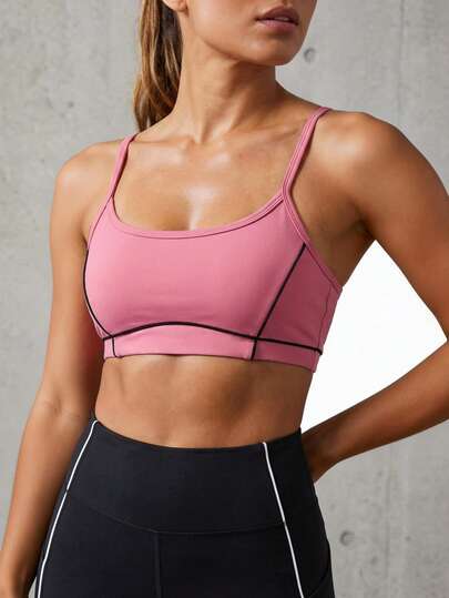 Top deportivo mujer, bra sin aros con soporte, comodidad y copas removibles, ideal para yoga, gimnasio, fitness, running, entrenamiento, secado rápido, tirantes ajustables, transpirable, elástico, ropa activa, deportes al aire libre y moda sport