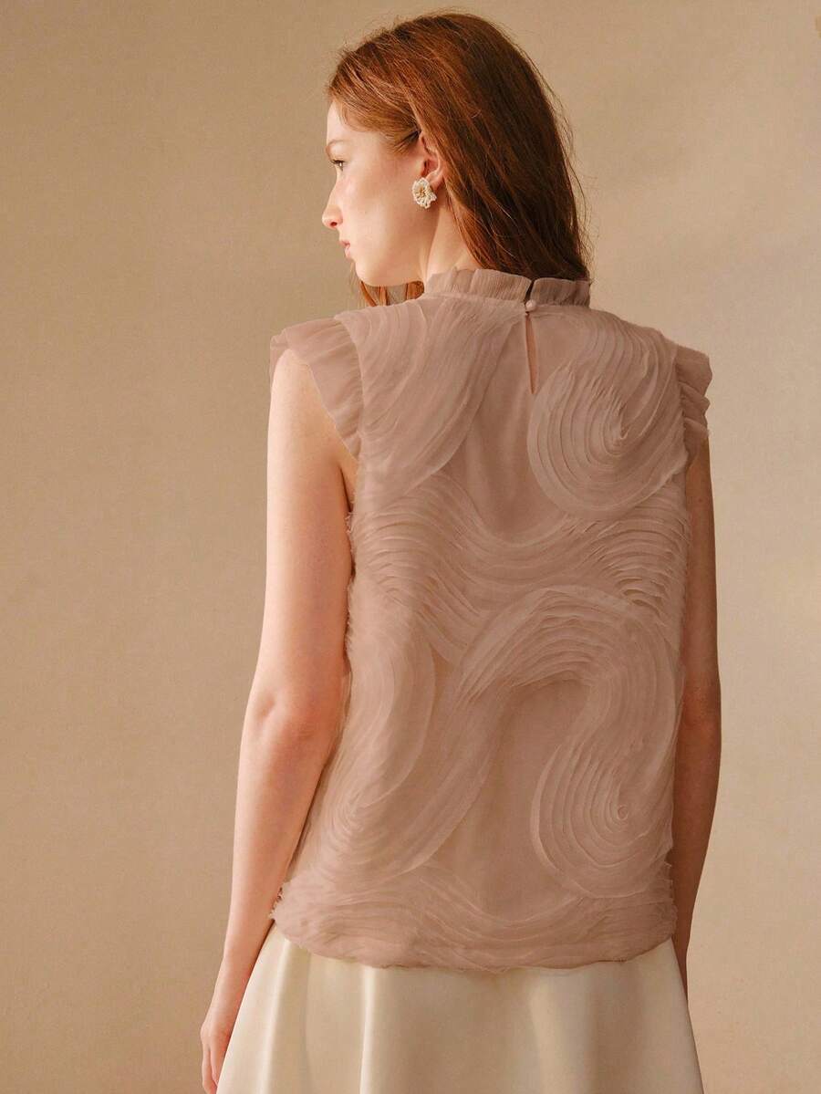 MOTF PREMIUM FASHIONABLE NEW KOREAN STYLE PATCHWORK ASYMMETRICAL RUCHED DESIGN LOOSE FIT SLEEVELESS TANK TOP FOR WOMEN - Dusty Pink - View 2