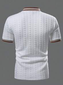 Manfinity CasualCool 男士纹理短袖休闲通勤 Polo 衫 - 白色 - 查看 2