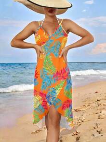 Swim Vcay 女士沙滩连衣裙 女士热带植物印花沙滩罩衫 夏季 - 彩色 - 查看 4