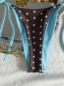 Swim Mod Women's Summer Beach Polka Dot Halter Tie Sexy Bikini And Triangle Briefs Swimsuit Set Bathing Suits For Women Polka Dot Bikini Sets For Women Women Swim Suit Set Zestiva Swimsuit Bikinis Set For Women Zebra Bikini Set Bikini Sets Polka Dot - Multicolor - View 5