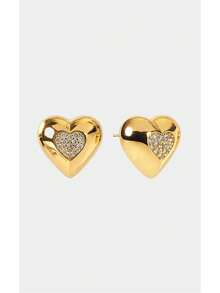 Noxbound A Pair Of Daily Small And Versatile Heart Earrings, Personalized And Niche Earrings And Earrings,18K Gold-Plated,Minimalist/Vintage/Elegant,For Mom/Women/Girl/Mother,Summer/Beach/Prom/Part/Vacation/Travel,BOHEMIAN/Modern/Chic,Daily Wear/Work Day,Heart - Gold - View 5